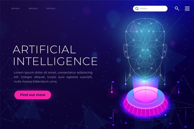 Artificial intelligence landing page template