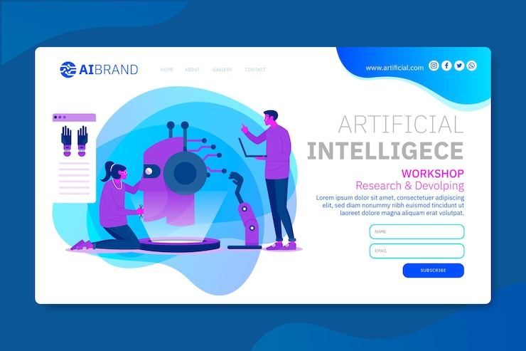 Free Vector artificial intelligence landing page web template