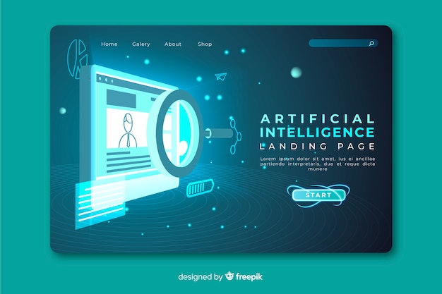 Free vector artificial intelligence landing page