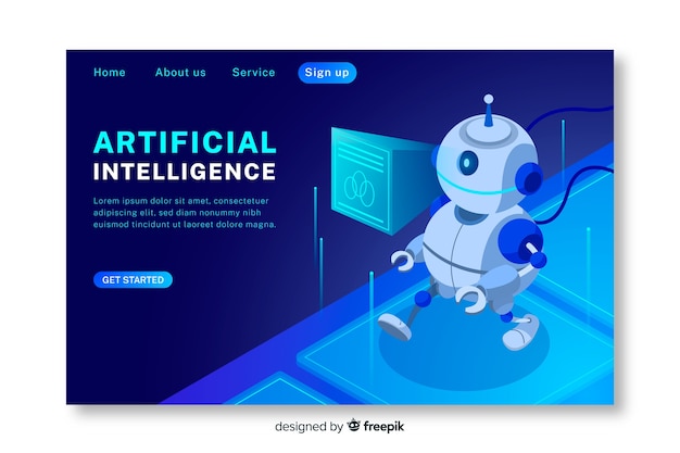 Free vector artificial intelligence landing page