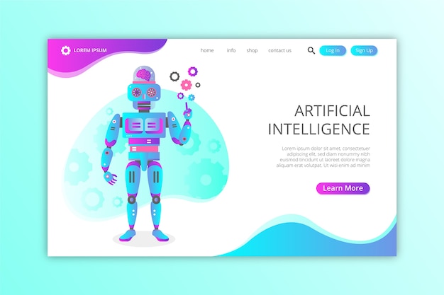 Free vector artificial intelligence landing page