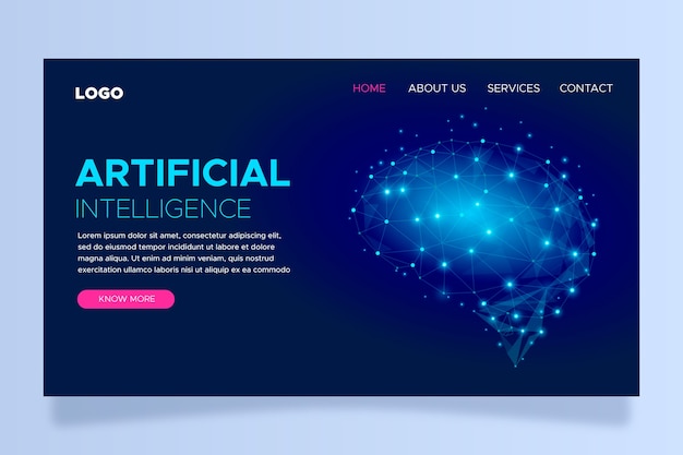 Free vector artificial intelligence landing page