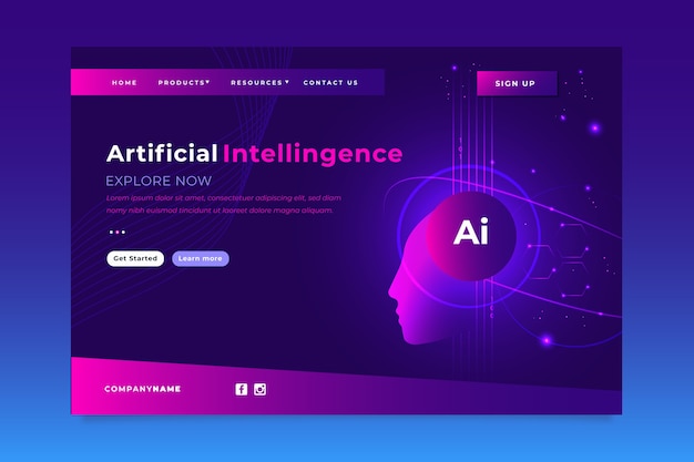 Free vector artificial intelligence landing page