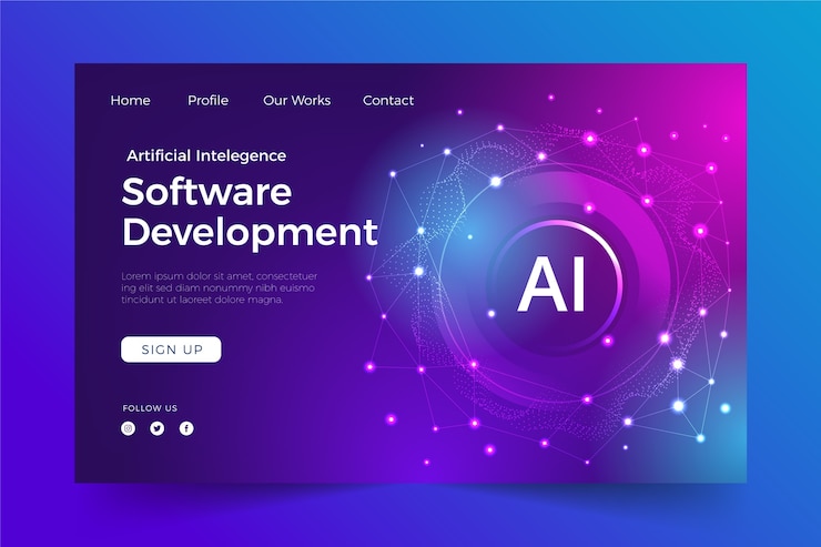 Free Vector artificial intelligence landing page