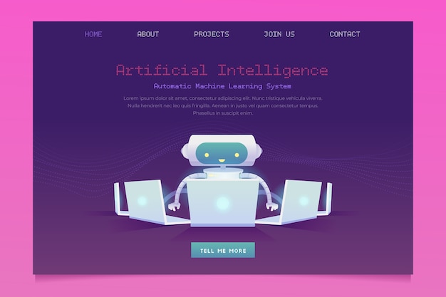 Free vector artificial intelligence landing page