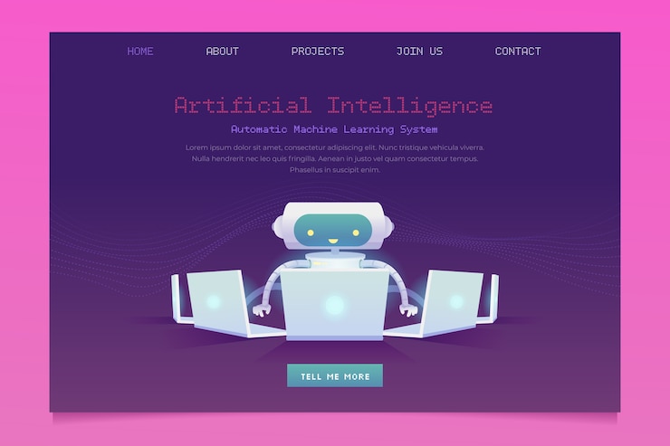 Free Vector artificial intelligence landing page