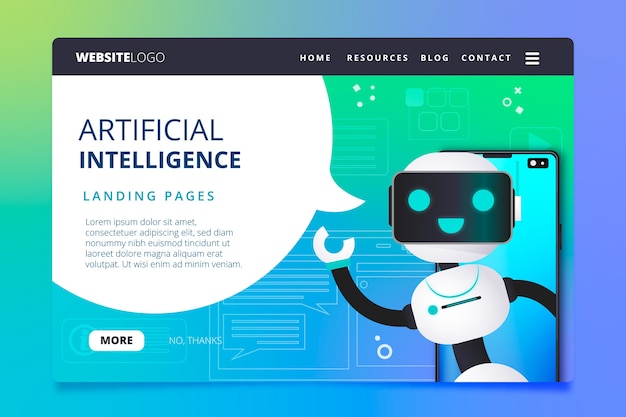 Free vector artificial intelligence landing page