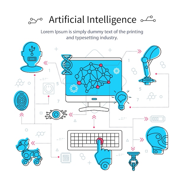 Linea concetto di intelligenza artificiale