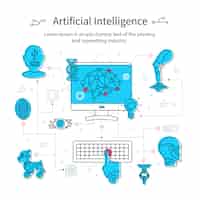 Free vector artificial intelligence line concept