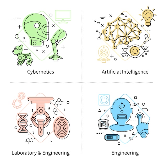 Vettore gratuito set di intelligenza artificiale