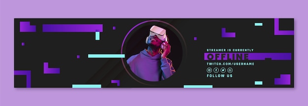 Free vector artificial intelligence technology twitch banner