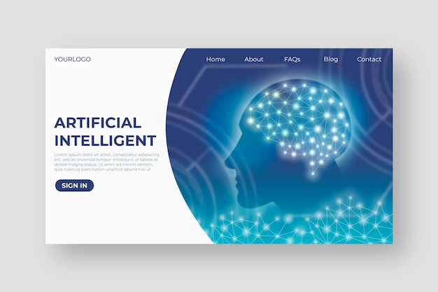 Artificial intelligence template landing page