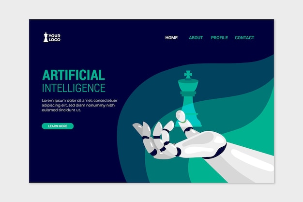 Free vector artificial intelligence template landing page