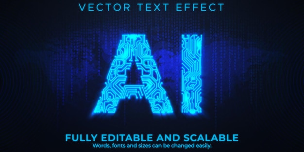 Artificial intelligence text effect editable technology and science text style