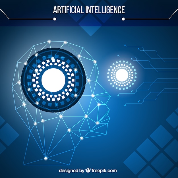 Artificial intelligence with blue background