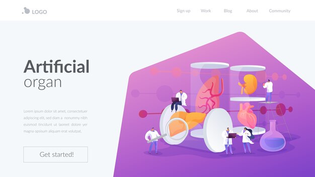 Free vector artificial organ landing page template