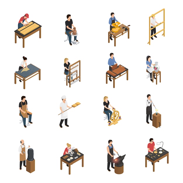 Artisan people isometric set