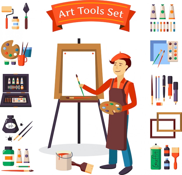 Artist and art tools set