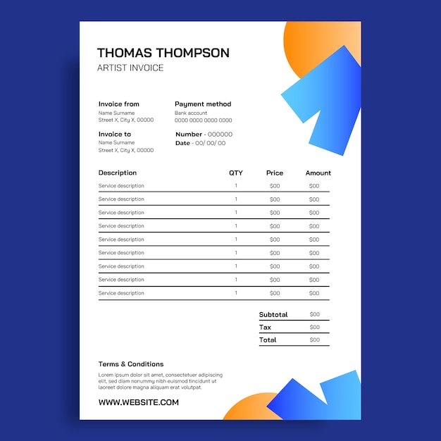 Artist invoice template design