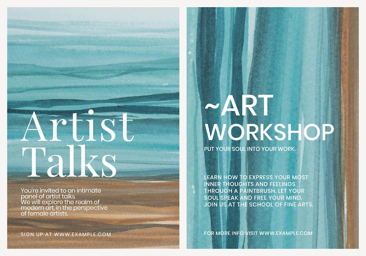 Free Vector artist talks watercolor template aesthetic ad poster dual set