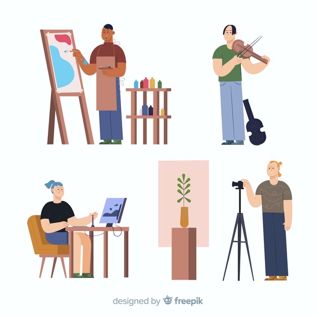 Artist at work flat design