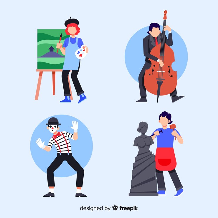 Free Vector artist at work flat design