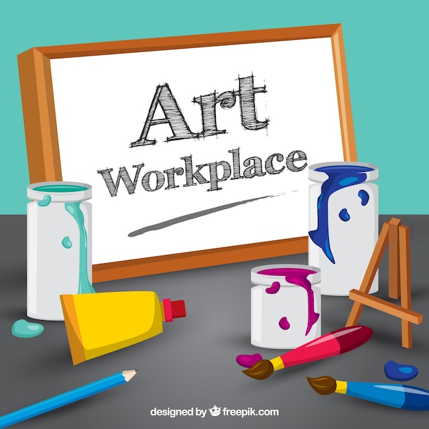 Free vector artist workspace