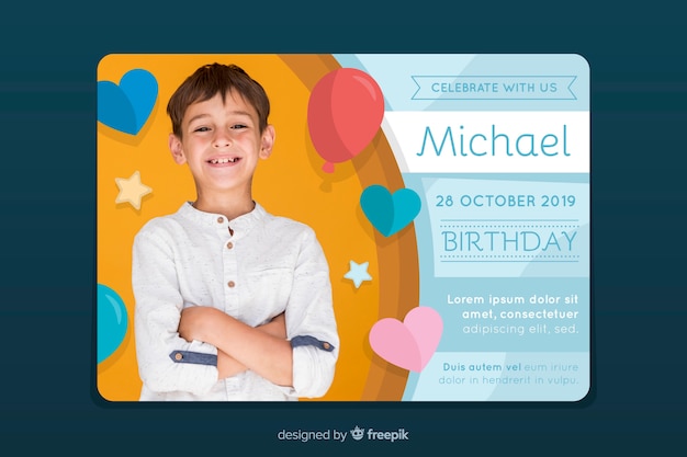 芸術的な誕生日カードの招待状のデザイン
