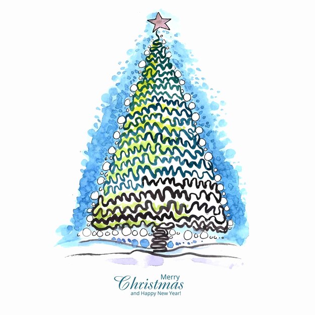예술적 크리스마스 라인 트리 카드 디자인