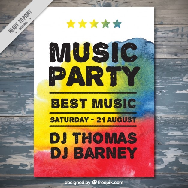 Free vector artistic colorful music party flyer