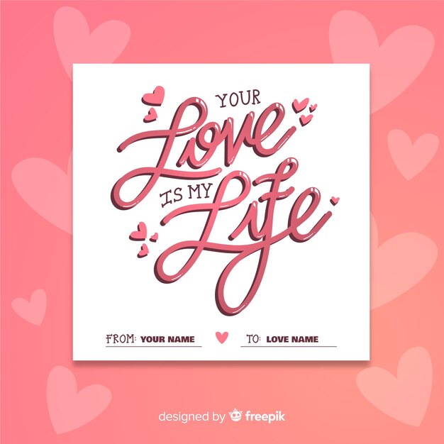 Artistic concept for lettering with valentines day theme