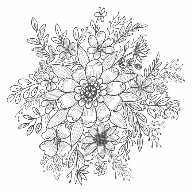 Artistic decorative floral sketch