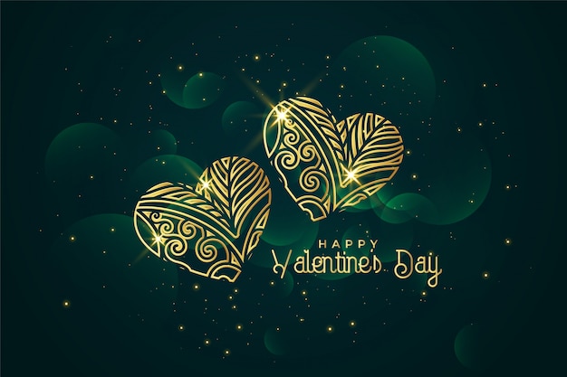 Artistic golden hearts valentines day background