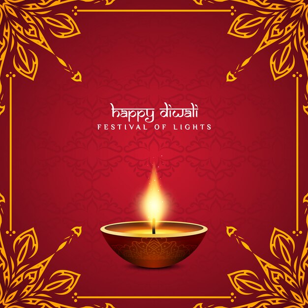 Artistic Happy Diwali decorative red