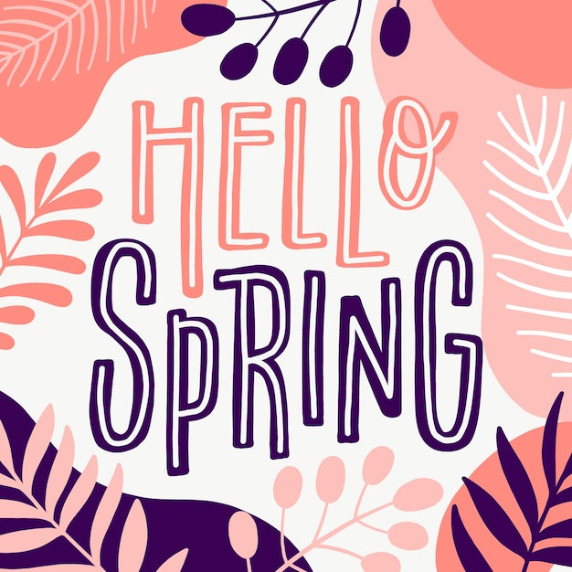 Free vector artistic hello spring with leaves