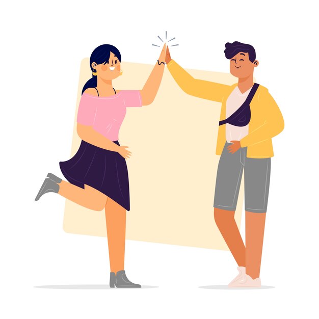 Artistic illustration with people giving high five