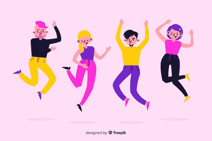 Free Vector artistic illustration with people jumping