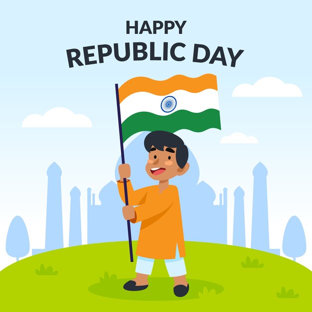 Художественный индийский день республики плоский дизайн