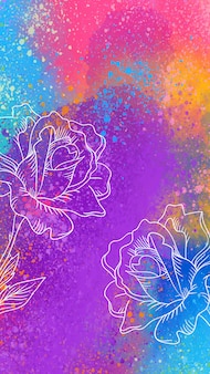芸術的​な​モバイル​壁紙​と​手描き​の​バラ
