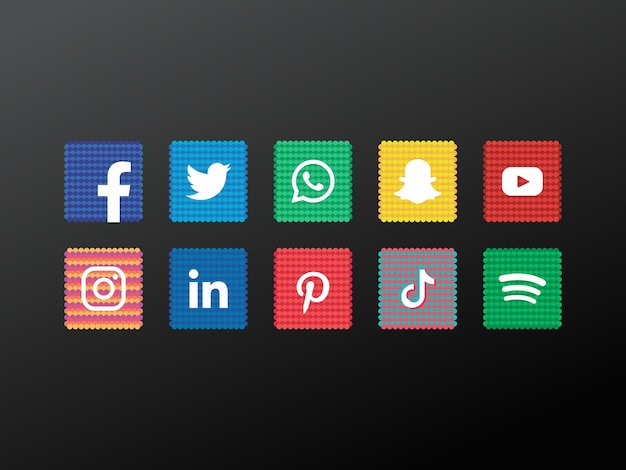 Художественная коллекция логотипов социальных сетей Premium векторы