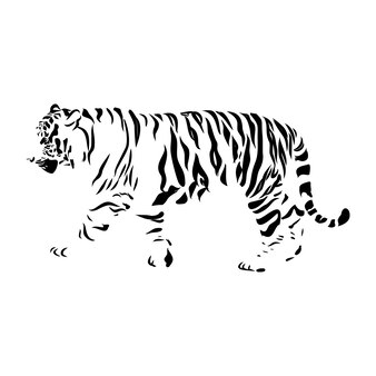 Artistic vector silhouette tiger in jump. creative idea wild animal icon.