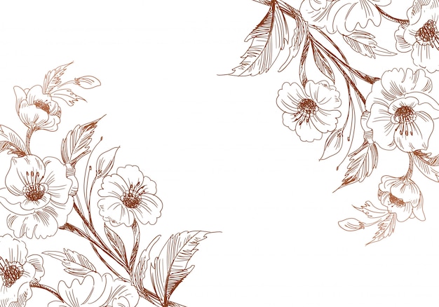 Бесплатное векторное изображение Художественный старинный декоративный эскиз свадебного цветочного фона