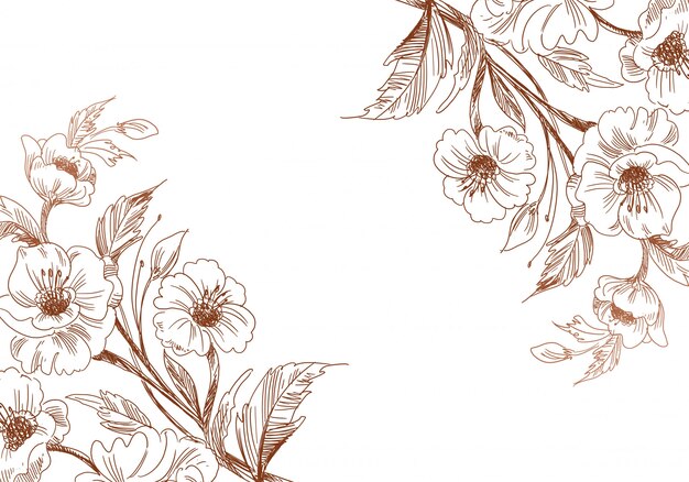 Artistic vintage decorative sketch wedding floral background