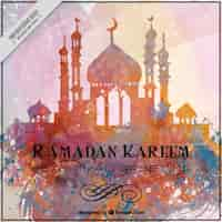 Free vector artistic watercolor ramadan greeting