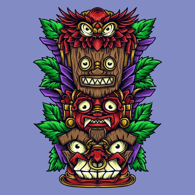 Artwork illustration and t-shirt design tiki totem