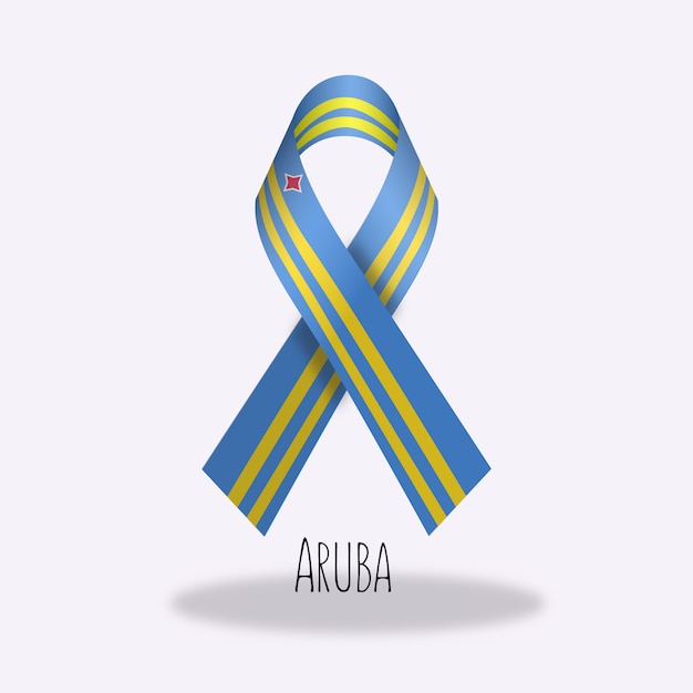 Aruba flag ribbon design