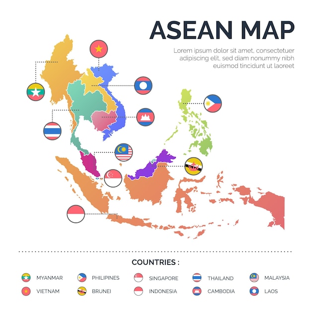 Mappa dei paesi dell'associazione asean