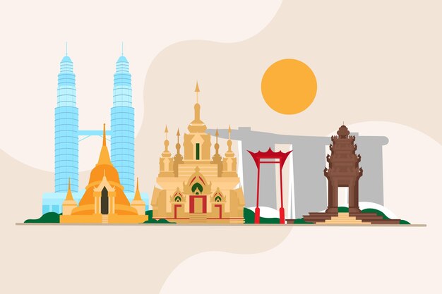 Asean buildings illustration