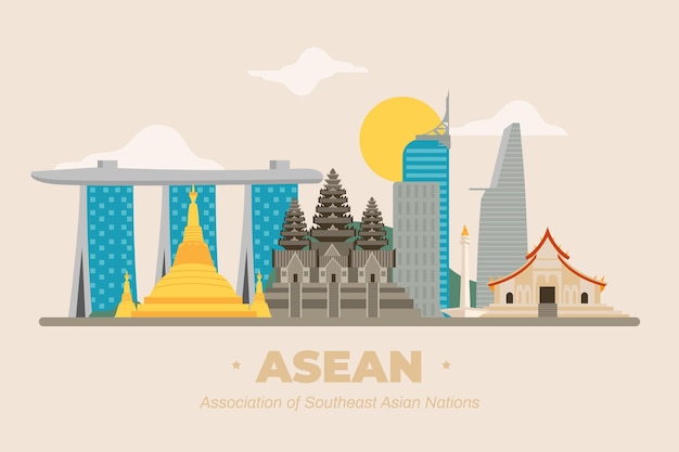 Asean buildings illustration