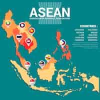 Free vector asean map on blue background